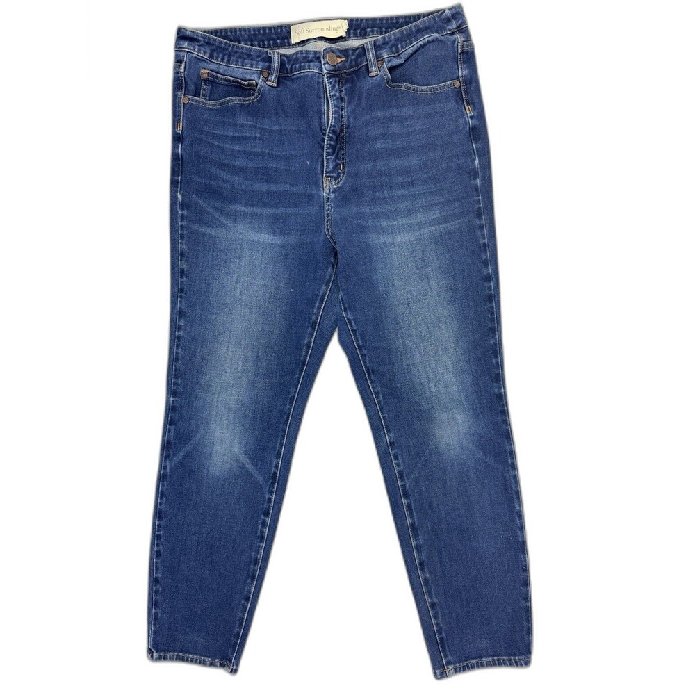 Soft Surroundings Size 16p Petite Womens Jeans Ankle High Rise Stretch Dark Wash